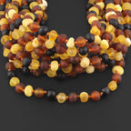 Baltic Amber Baby Teething Necklace Baroque Multicolor Matte Finish - Wholesale Lot of 10pcs - 32cm / 12.6in - XB54MM