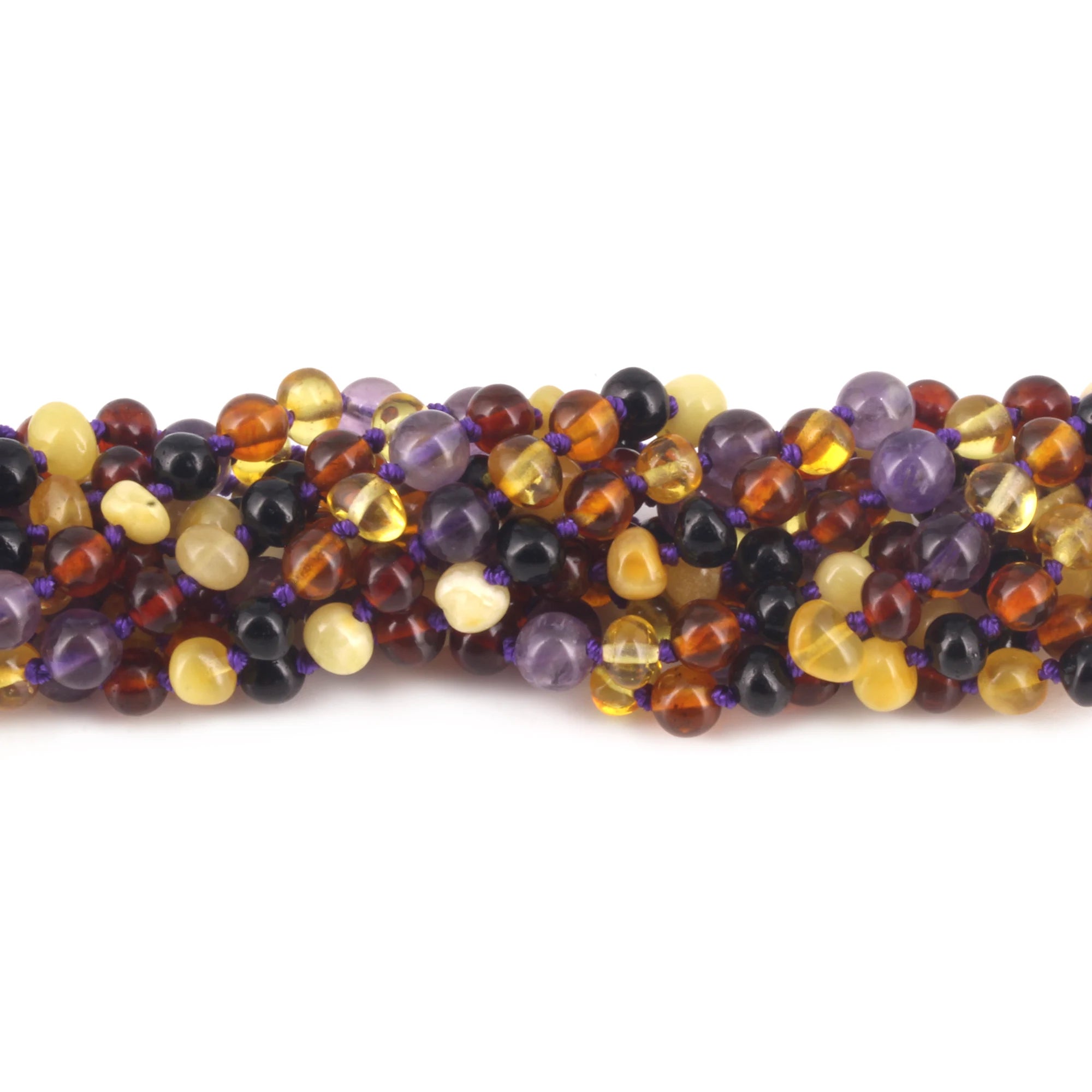 BALTIC AMBER BABY TEETHING NECKLACES WITH AMETHYST LOT OF 10pcs. LE515-B