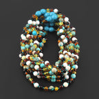 BALTIC AMBER BABY TEETHING NECKLACES WITH LAKE BLUE IMPERIAL JASPER & TRIDACNA SHELL LOT OF 10pcs. LE474-T