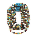 BALTIC AMBER BABY TEETHING NECKLACES WITH LAKE BLUE IMPERIAL JASPER & TRIDACNA SHELL LOT OF 10pcs. LE474-T