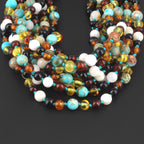 BALTIC AMBER BABY TEETHING NECKLACES WITH LAKE BLUE IMPERIAL JASPER & TRIDACNA SHELL LOT OF 10pcs. LE474-T