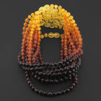 Baltic Amber Baby Teething Necklace Baroque Rainbow Matte Finish - Wholesale Lot of 10pcs - 32cm / 12.6in - XB54R1M