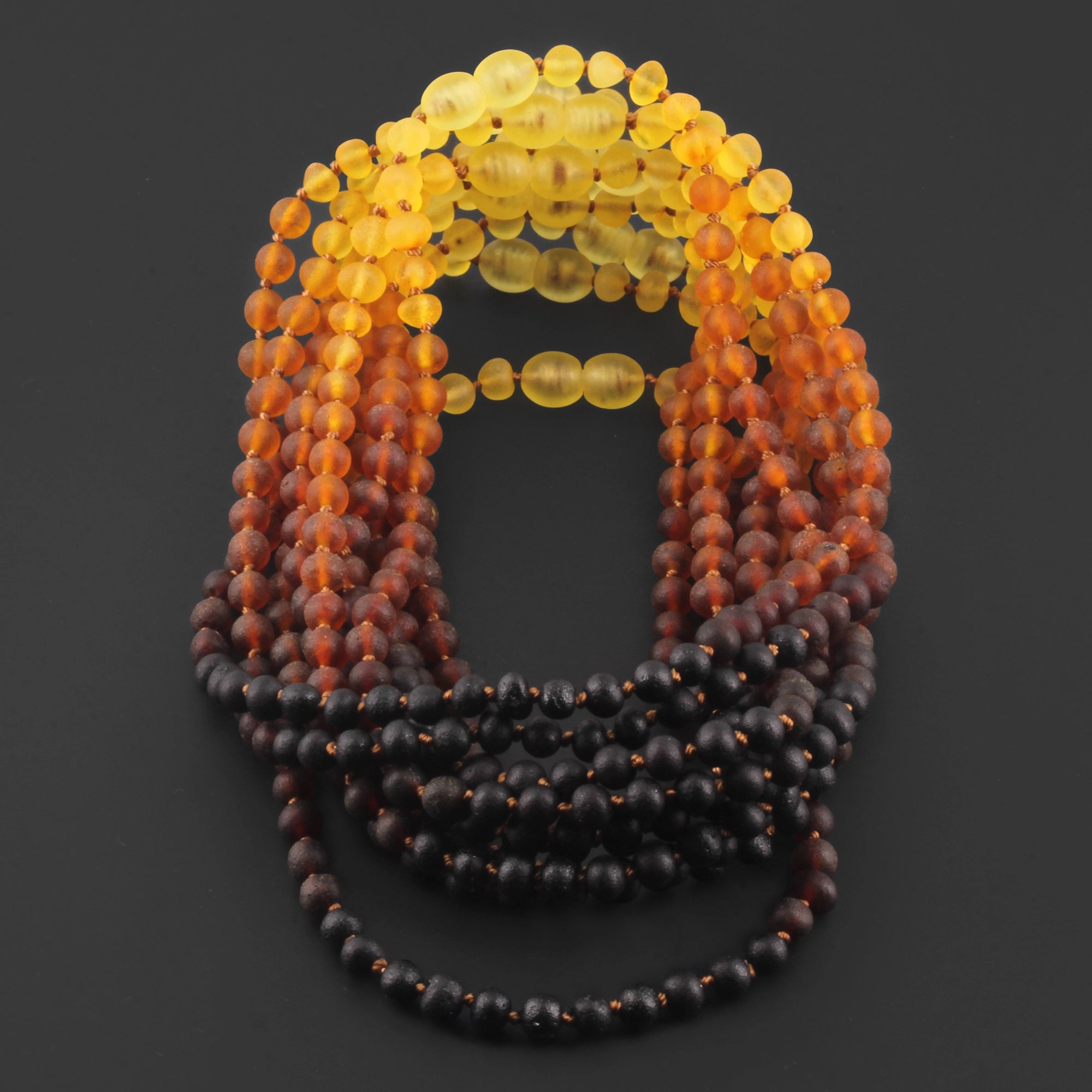Baltic Amber Baby Teething Necklace Baroque Rainbow Matte Finish - Wholesale Lot of 10pcs - 32cm / 12.6in - XB54R1M