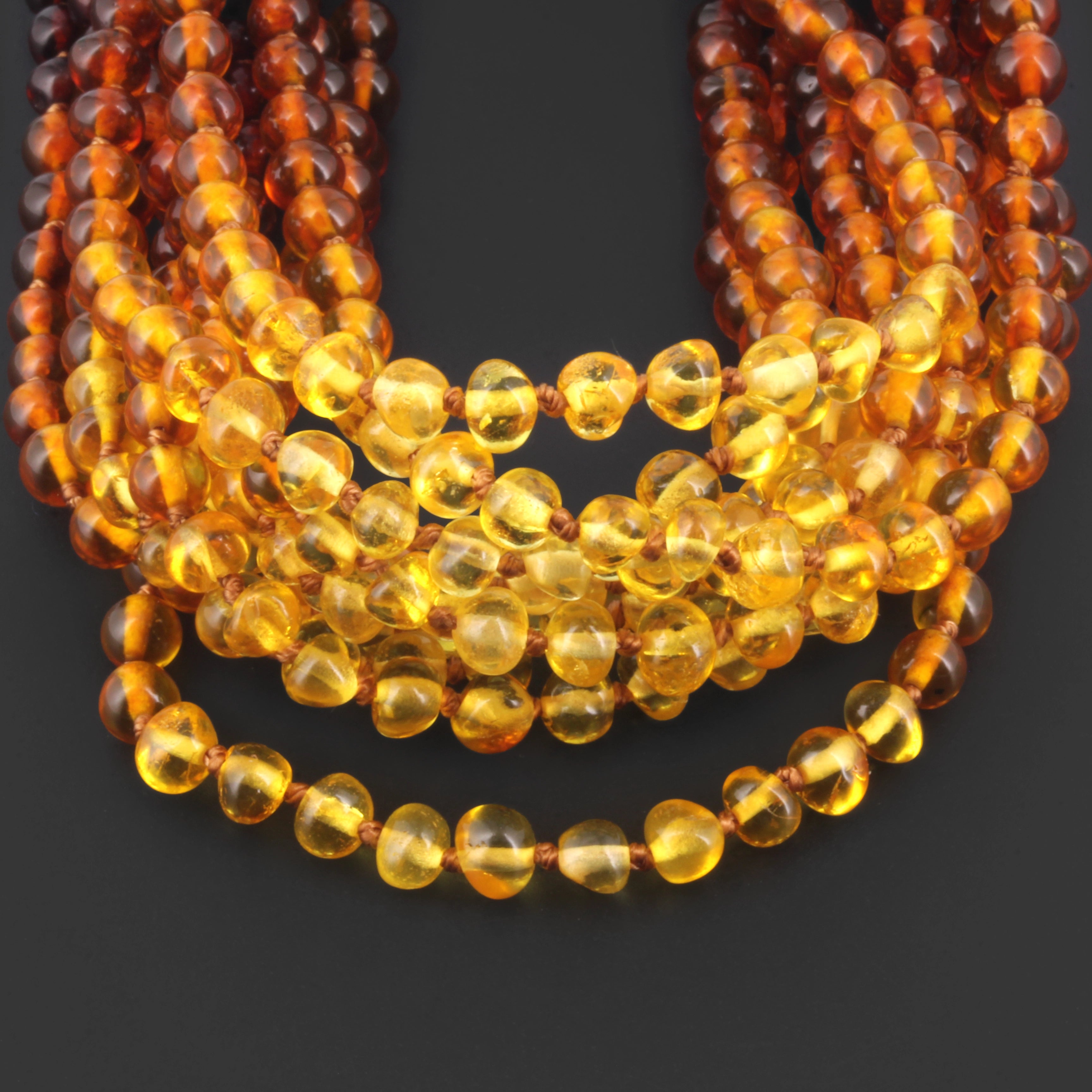 BALTIC AMBER BABY TEETHING NECKLACES LOT OF 10pcs - BAROQUE. XB54R2