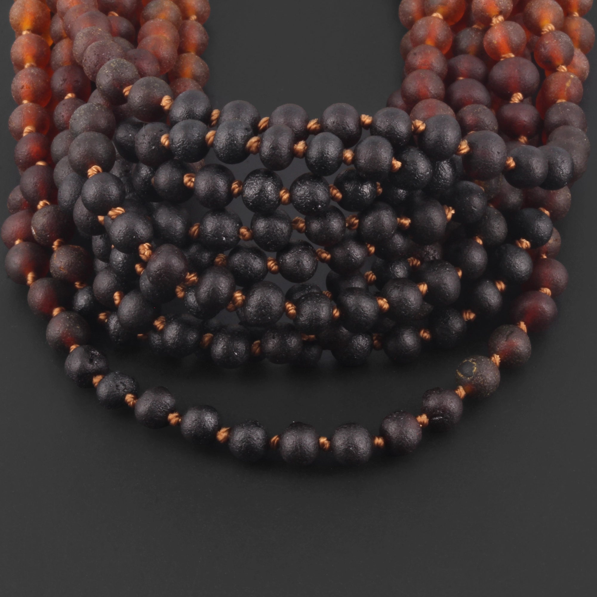 Baltic Amber Baby Teething Necklace Baroque Rainbow Matte Finish - Wholesale Lot of 10pcs - 32cm / 12.6in - XB54R1M