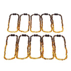 Baltic Amber Baby Teething Necklace Baroque Rainbow Green Glossy Finish - Wholesale Lot of 10pcs - 32cm / 12.6in - XB43RG2