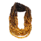 Baltic Amber Baby Teething Necklace Baroque Rainbow Green Glossy Finish - Wholesale Lot of 10pcs - 32cm / 12.6in - XB43RG2