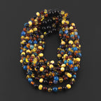 Baltic Amber & Blue Agate Baby Teething Necklace Baroque Multicolor Glossy Finish - Wholesale Lot of 10pcs - 32cm / 12.6in - LE464 V3