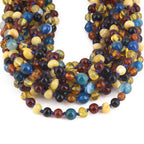 Baltic Amber & Blue Agate Baby Teething Necklace Baroque Multicolor Glossy Finish - Wholesale Lot of 10pcs - 32cm / 12.6in - LE464 V3