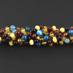 Baltic Amber & Blue Agate Baby Teething Necklace Baroque Multicolor Glossy Finish - Wholesale Lot of 10pcs - 32cm / 12.6in - LE464 V3