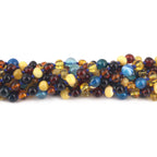 Baltic Amber & Blue Agate Baby Teething Necklace Baroque Multicolor Glossy Finish - Wholesale Lot of 10pcs - 32cm / 12.6in - LE464 V3