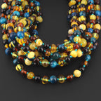 BALTIC AMBER BABY TEETHING NECKLACES WITH BLUE TIGER EYE LOT OF 10pcs. LE463 V2