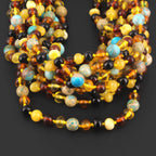 BALTIC AMBER BABY TEETHING NECKLACES WITH LAKE BLUE IMPERIAL JASPER LOT OF 10pcs. LE474