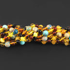 BALTIC AMBER BABY TEETHING NECKLACES WITH LAKE BLUE IMPERIAL JASPER LOT OF 10pcs. LE474