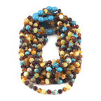 BALTIC AMBER BABY TEETHING NECKLACES WITH LAKE BLUE IMPERIAL JASPER LOT OF 10pcs. LE471 V2