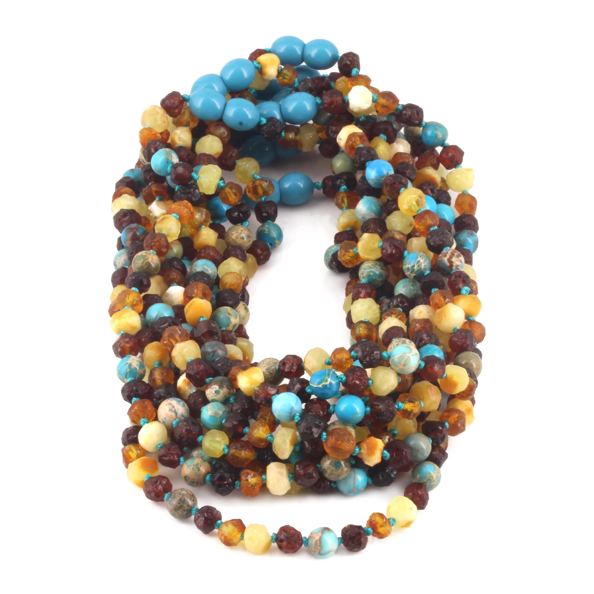 BALTIC AMBER BABY TEETHING NECKLACES WITH LAKE BLUE IMPERIAL JASPER LOT OF 10pcs. LE471 V2