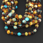 BALTIC AMBER BABY TEETHING NECKLACES WITH LAKE BLUE IMPERIAL JASPER LOT OF 10pcs. LE471 V2