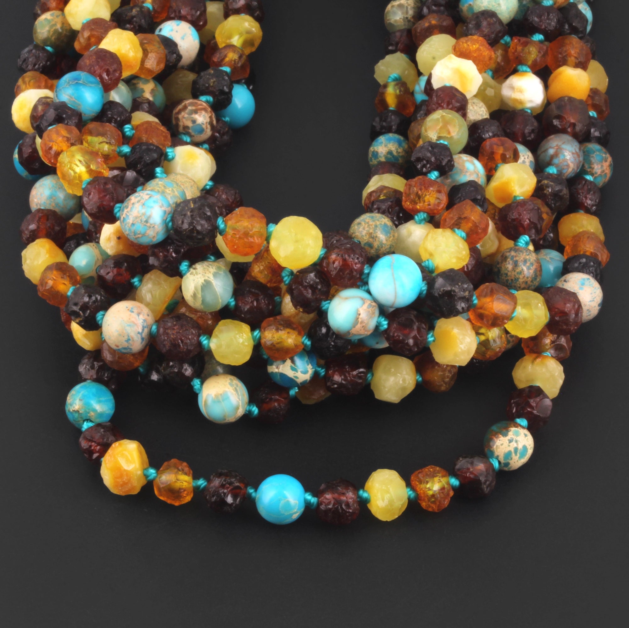 BALTIC AMBER BABY TEETHING NECKLACES WITH LAKE BLUE IMPERIAL JASPER LOT OF 10pcs. LE471 V2