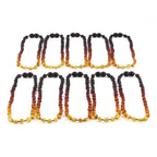 Baltic Amber Baby Teething Necklace Olive Rainbow Glossy Finish - Wholesale Lot of 10pcs - 32cm / 12.6in - XO54R2