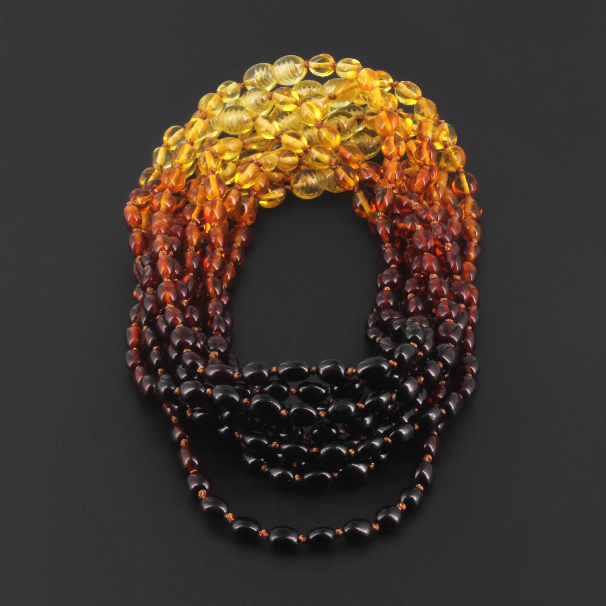 BALTIC AMBER BABY TEETHING NECKLACES LOT OF 10pcs - OLIVE. XO54R1