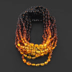 Baltic Amber Baby Teething Necklace Olive Rainbow Glossy Finish - Wholesale Lot of 10pcs - 32cm / 12.6in - XO54R2