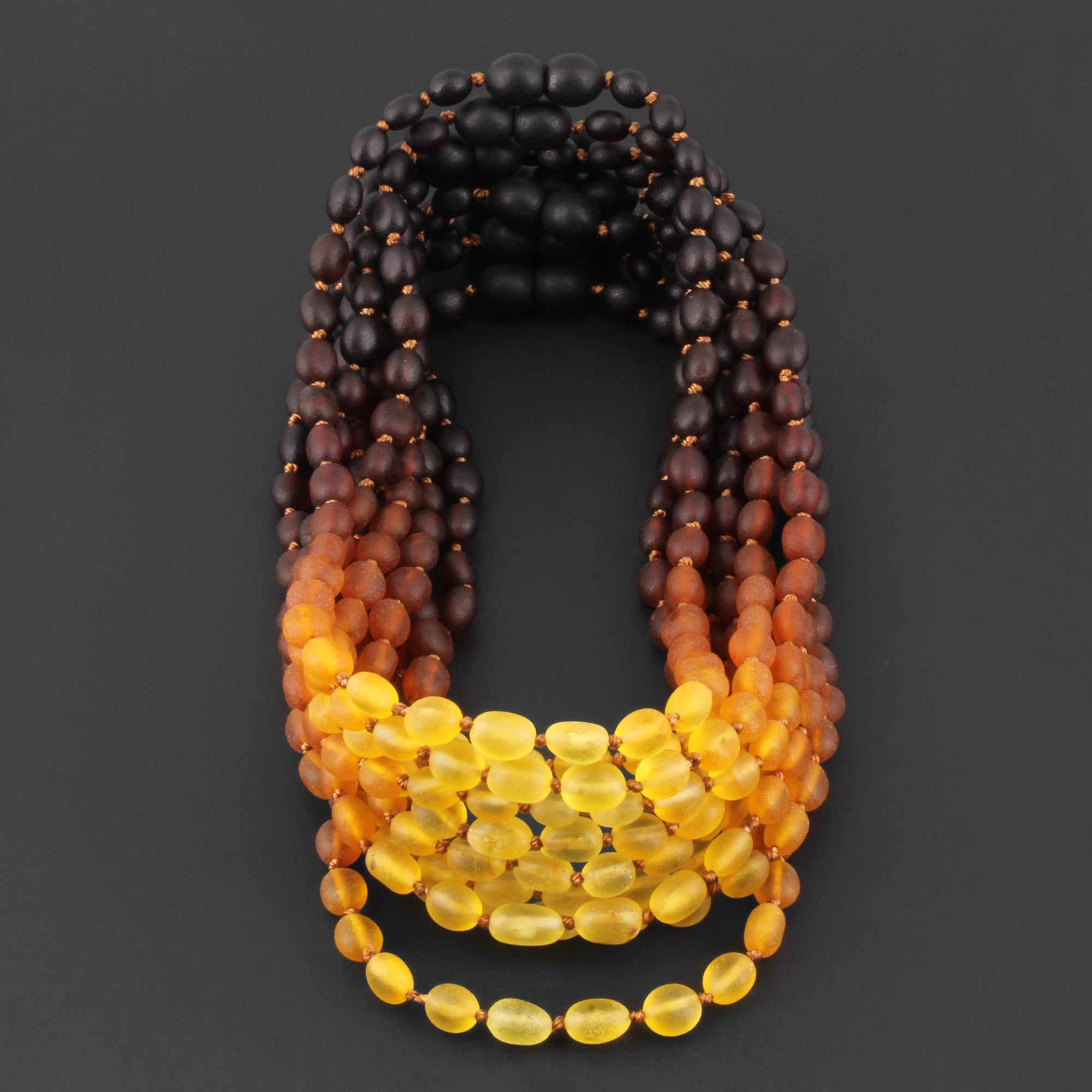 Baltic Amber Baby Teething Necklace Olive Rainbow Matte Finish - Wholesale Lot of 10 - 32cm / 12.6in - XO54R2M