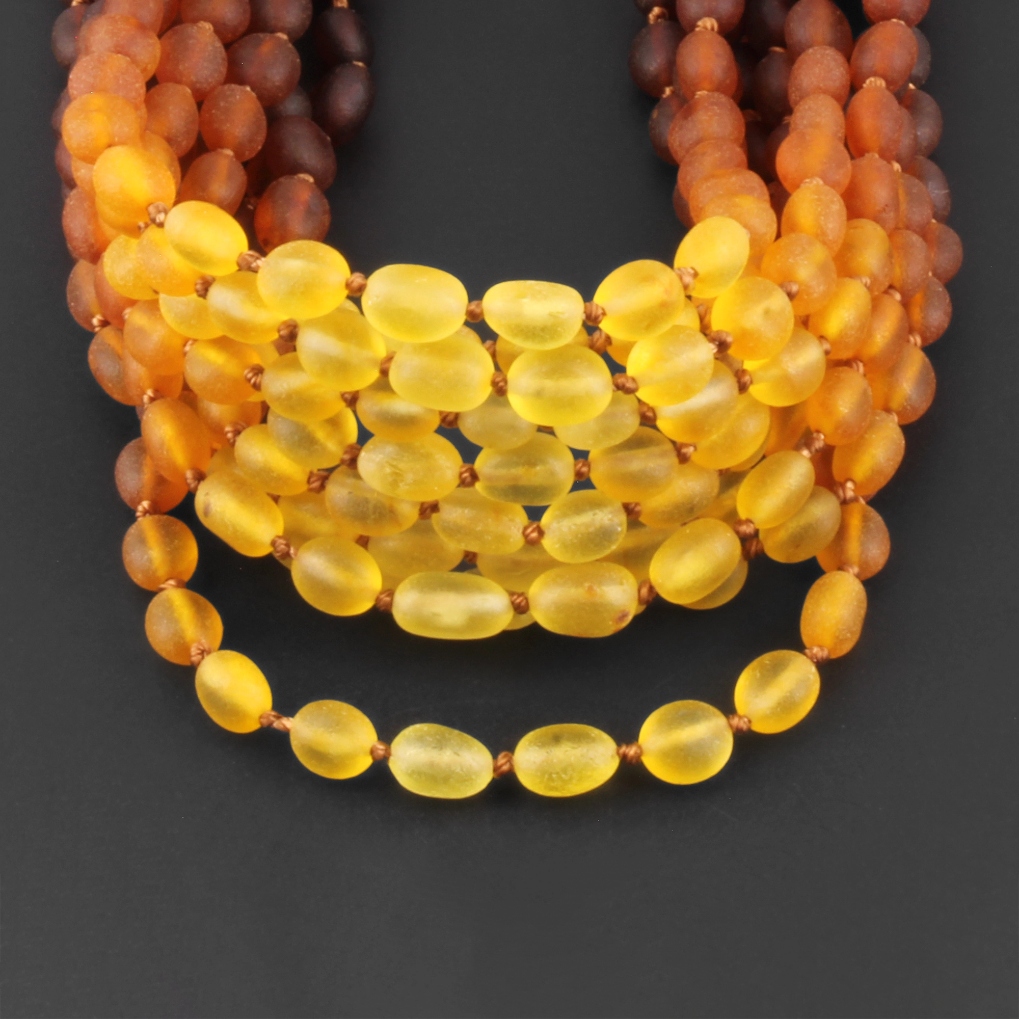 Baltic Amber Baby Teething Necklace Olive Rainbow Matte Finish - Wholesale Lot of 10 - 32cm / 12.6in - XO54R2M