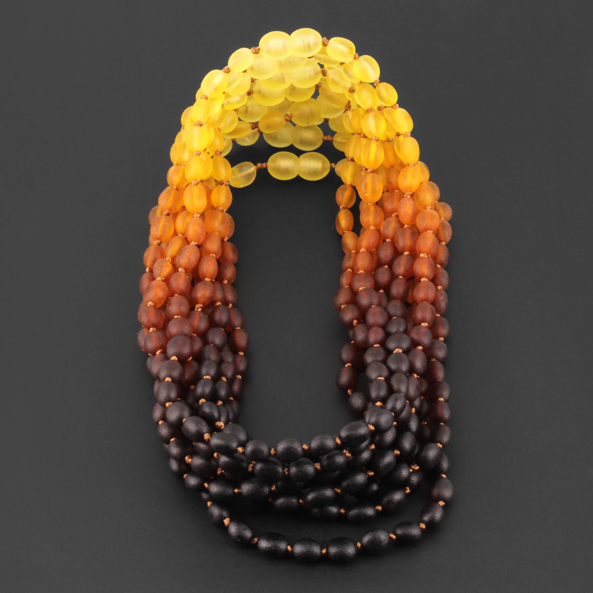 Baltic Amber Baby Teething Necklace Olive Rainbow Matte Finish - Wholesale Lot of 10pcs - 32cm / 12.6in - XO54R1M