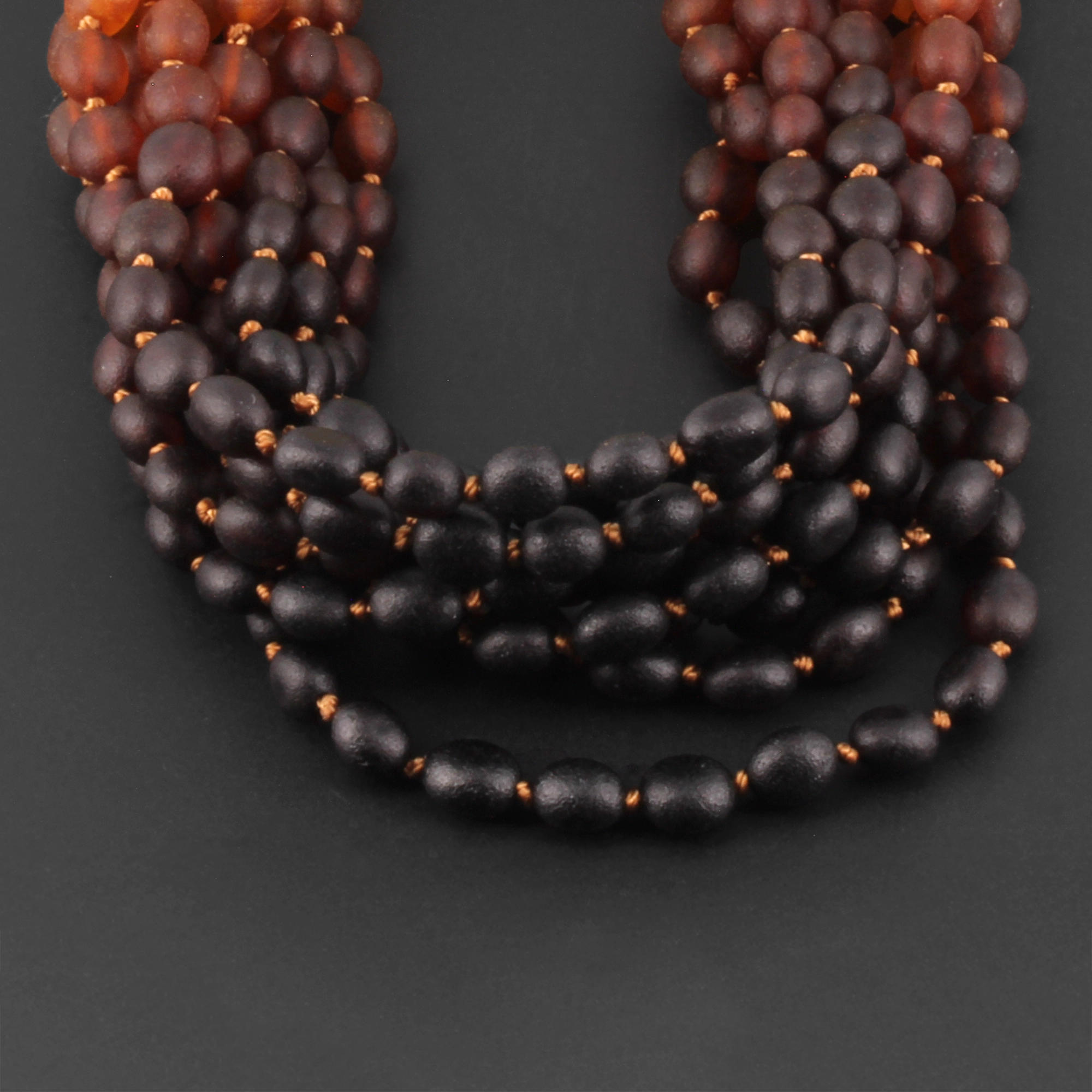 Baltic Amber Baby Teething Necklace Olive Rainbow Matte Finish - Wholesale Lot of 10pcs - 32cm / 12.6in - XO54R1M