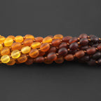 Baltic Amber Baby Teething Necklace Olive Rainbow Matte Finish - Wholesale Lot of 10pcs - 32cm / 12.6in - XO54R1M