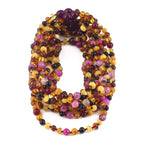 Baltic Amber & Pink Agate Baby Teething Necklace Baroque Multicolor Glossy Finish - Wholesale Lot of 10pcs - 32cm / 12.6in - LE458