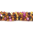 Baltic Amber & Pink Agate Baby Teething Necklace Baroque Multicolor Glossy Finish - Wholesale Lot of 10pcs - 32cm / 12.6in - LE458