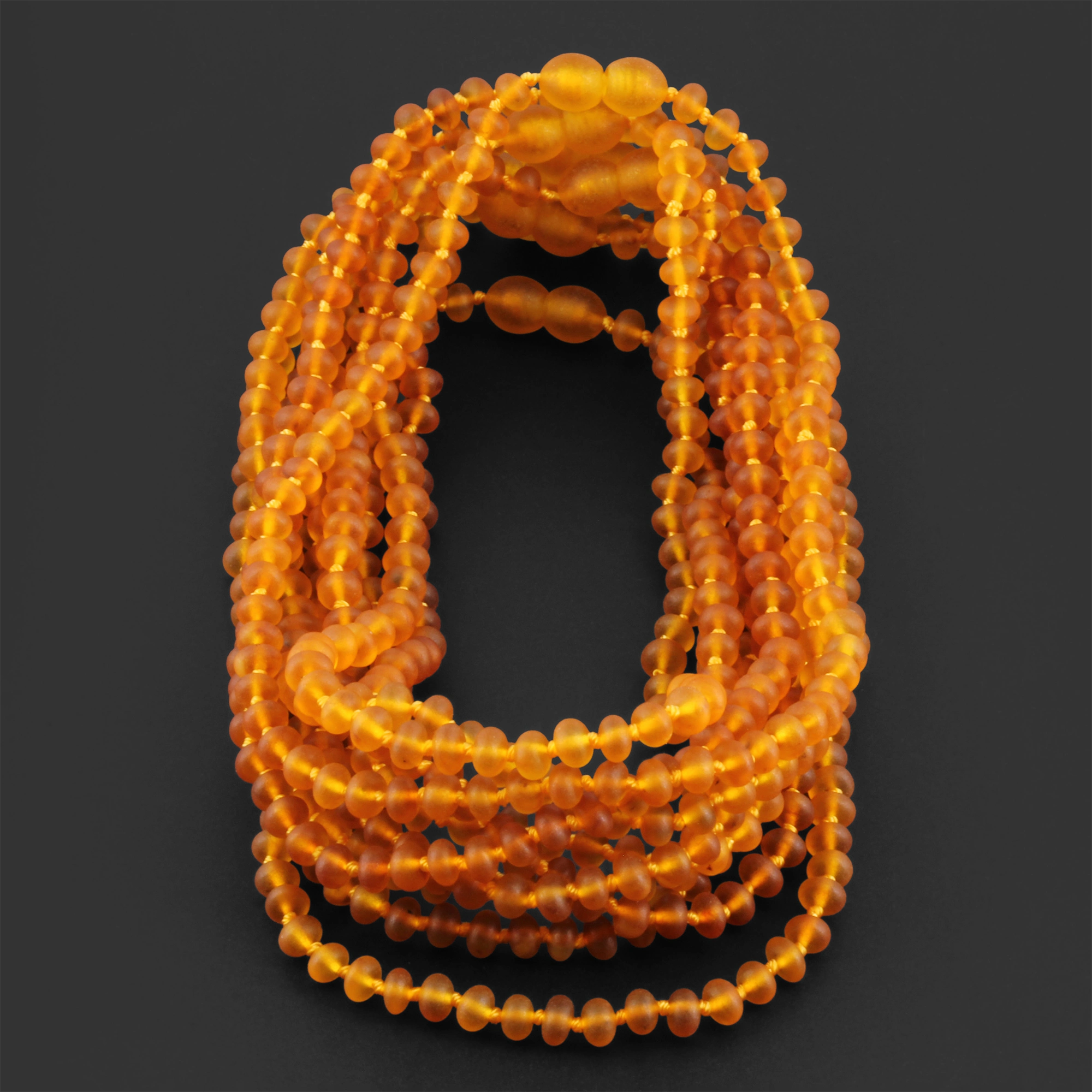 Baltic Amber Baby Teething Necklace Roundel Light Cognac Matte Finish - Wholesale Lot of 10pcs - 32cm / 12.6in - XR53LCM