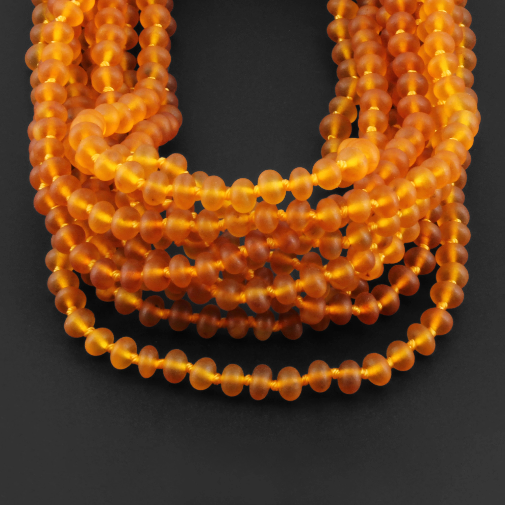 Baltic Amber Baby Teething Necklace Roundel Light Cognac Matte Finish - Wholesale Lot of 10pcs - 32cm / 12.6in - XR53LCM