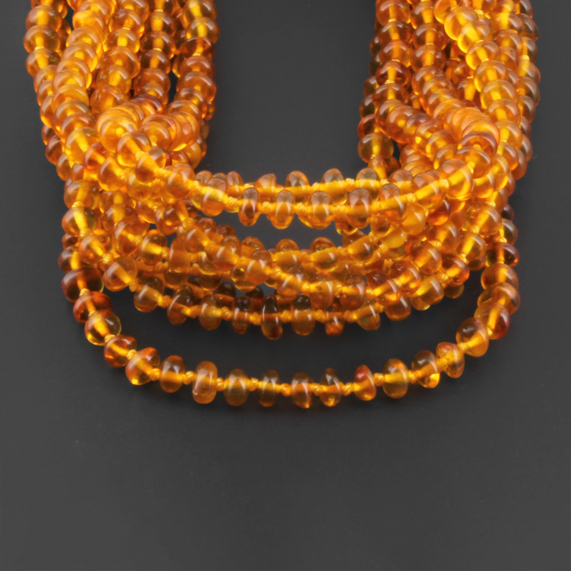 BALTIC AMBER BABY TEETHING NECKLACES LOT OF 10pcs - ROUNDEL. XR53LC