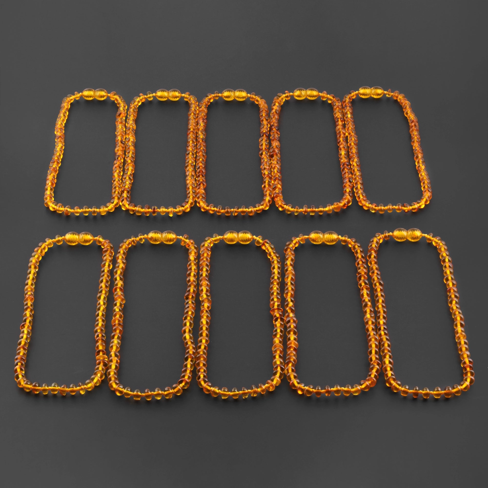 BALTIC AMBER BABY TEETHING NECKLACES LOT OF 10pcs - ROUNDEL. XR53LC