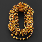 Baltic Amber Baby Teething Necklace Roundel Multicolor Matte Finish - Wholesale Lot of 10pcs - 32cm / 12.6in - XR53MM
