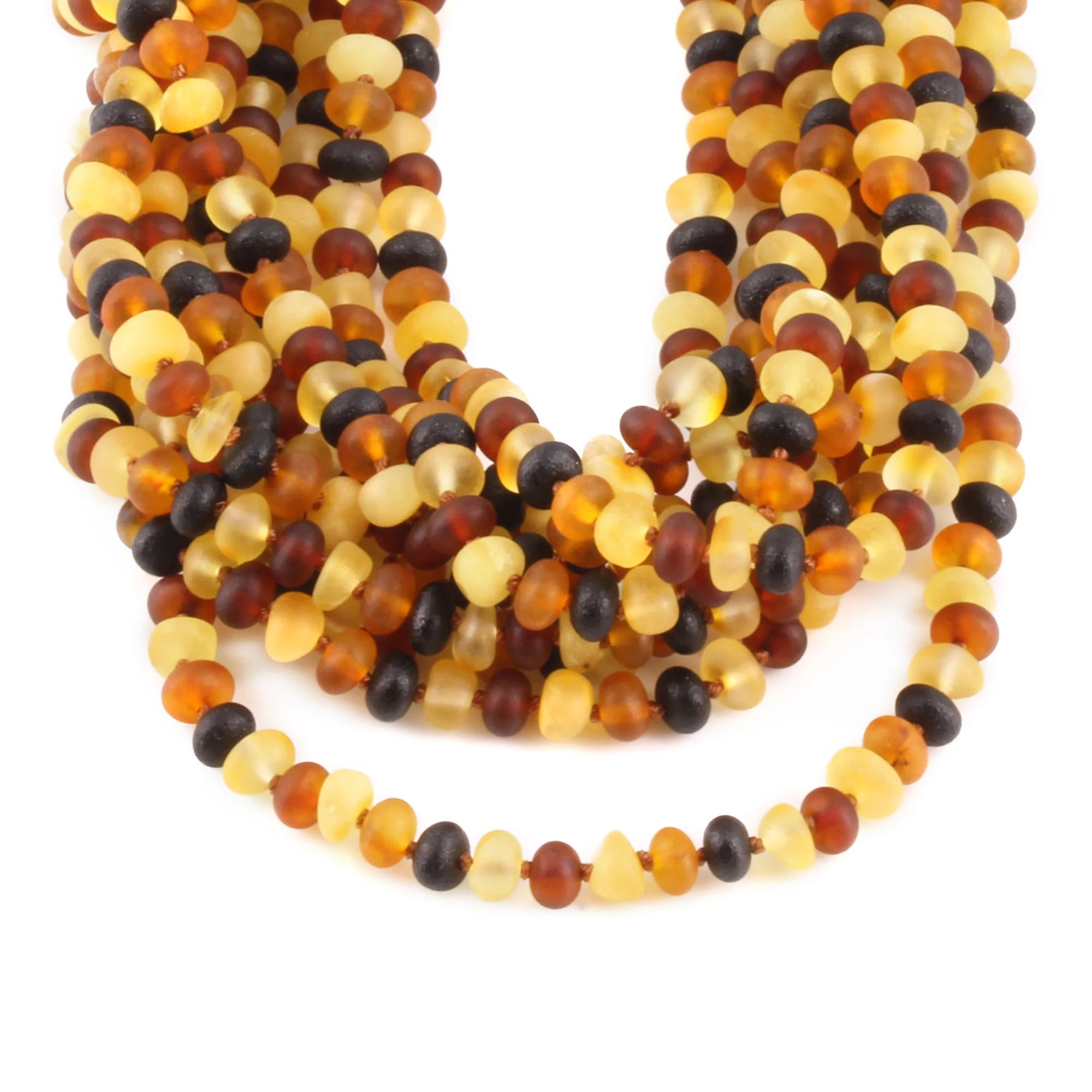 BALTIC AMBER BABY TEETHING NECKLACES LOT OF 10pcs - ROUNDEL. XR53MM