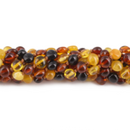 Baltic Amber Baby Teething Necklace Side Drill Multicolor Glossy Finish - Wholesale Lot of 10pcs - 32cm / 12.6in - XS64M