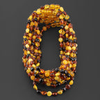 Baltic Amber Baby Teething Necklace Side Drill Multicolor Glossy Finish - Wholesale Lot of 10pcs - 32cm / 12.6in - XS64M
