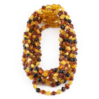 Baltic Amber Baby Teething Necklace Side Drill Multicolor Glossy Finish - Wholesale Lot of 10pcs - 32cm / 12.6in - XS64M