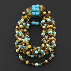 BALTIC AMBER BABY TEETHING NECKLACES WITH TURQUOISE LOT OF 10pcs. LE465