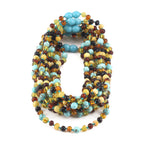BALTIC AMBER BABY TEETHING NECKLACES WITH TURQUOISE LOT OF 10pcs. LE465