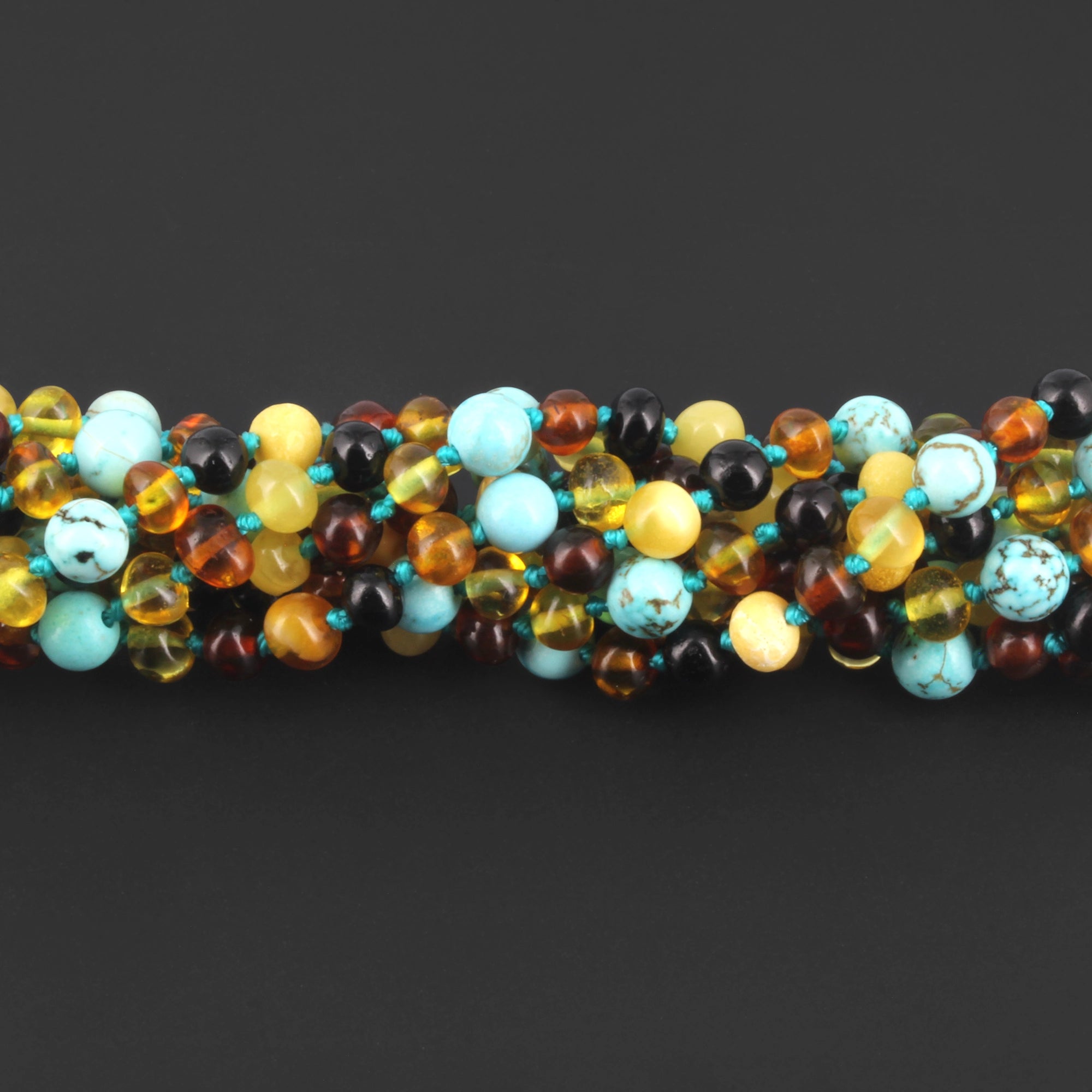 BALTIC AMBER BABY TEETHING NECKLACES WITH TURQUOISE LOT OF 10pcs. LE465