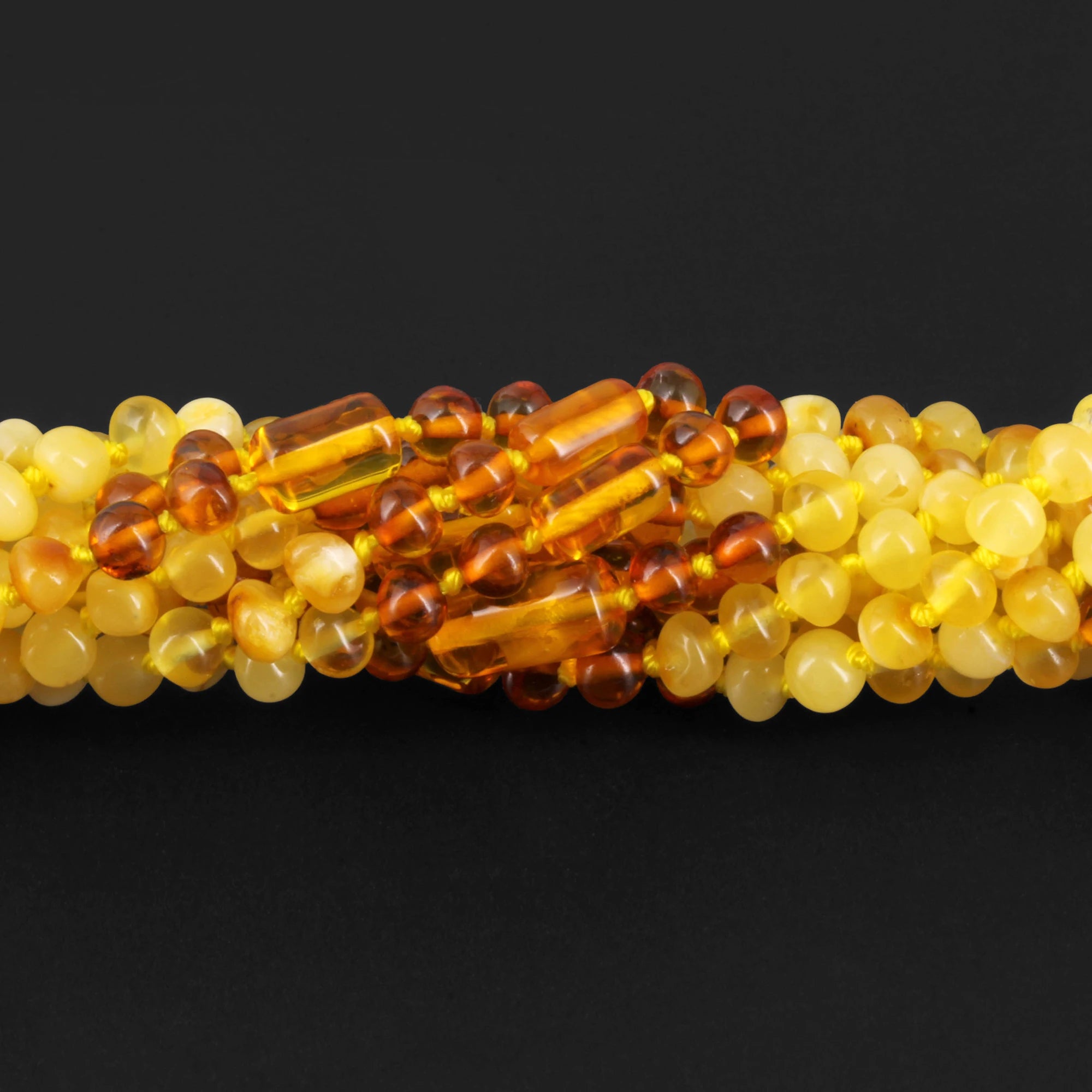 Baltic Amber Baby Teething Necklace Baroque Milky Yellow Glossy Finish - Wholesale Lot of 10pcs - 32cm / 12.6in - XLE13