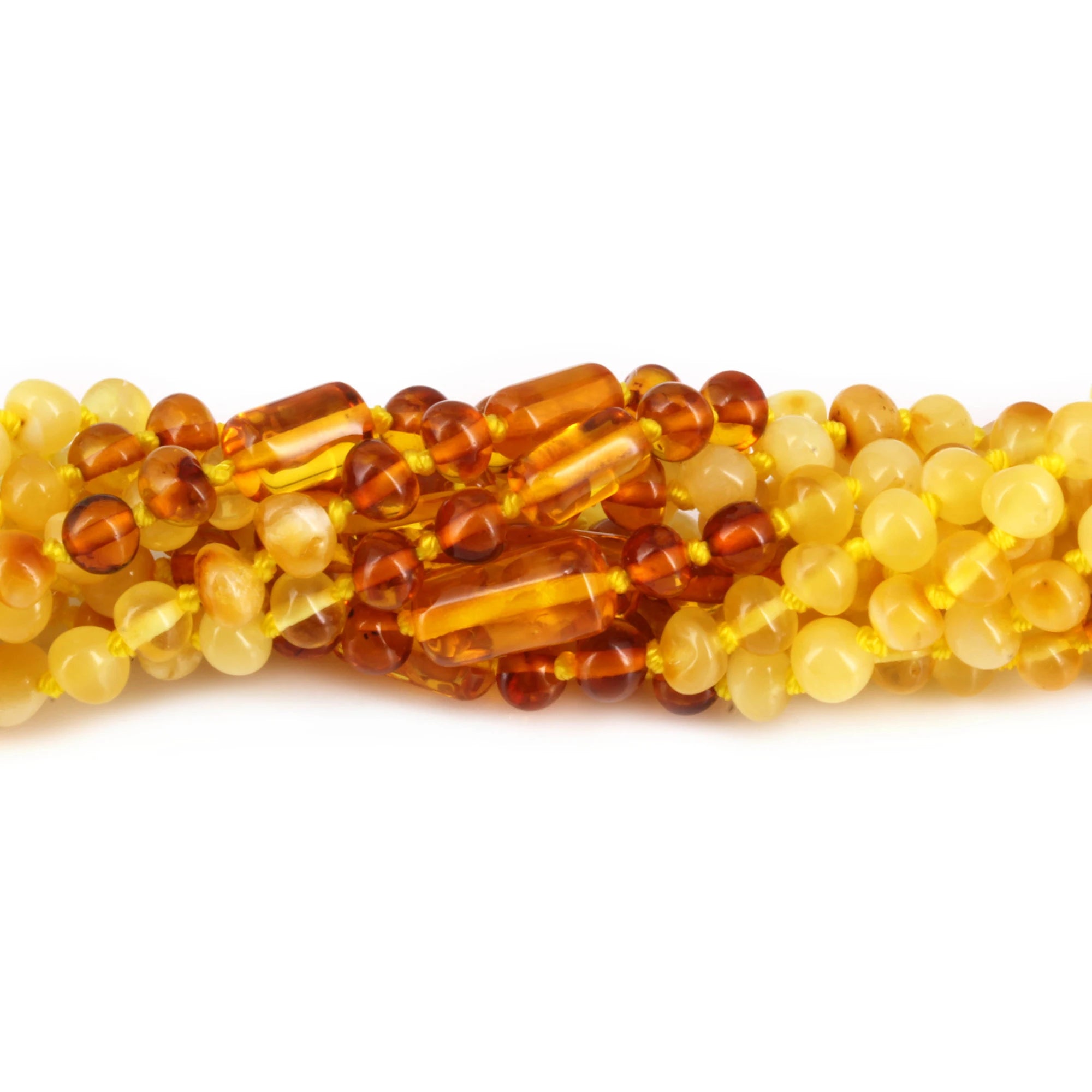 Baltic Amber Baby Teething Necklace Baroque Milky Yellow Glossy Finish - Wholesale Lot of 10pcs - 32cm / 12.6in - XLE13