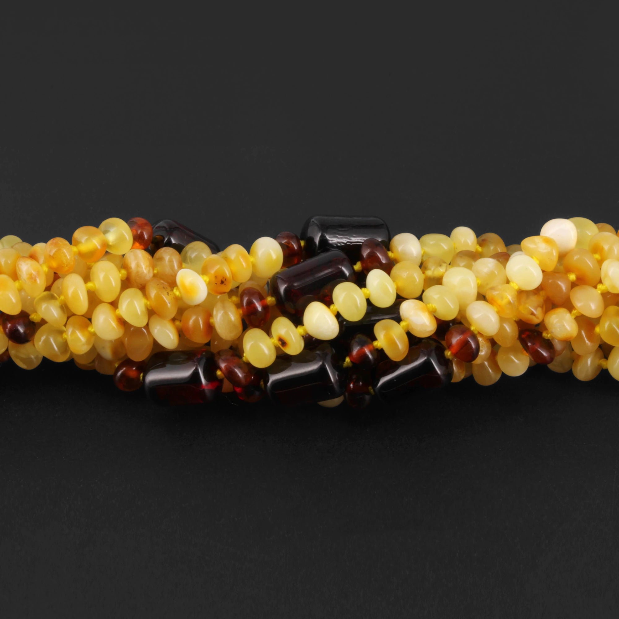 Baltic Amber Baby Teething Necklace Roundel Milky Yellow Glossy Finish - Wholesale Lot of 10pcs - 32cm / 12.6in - XLE18