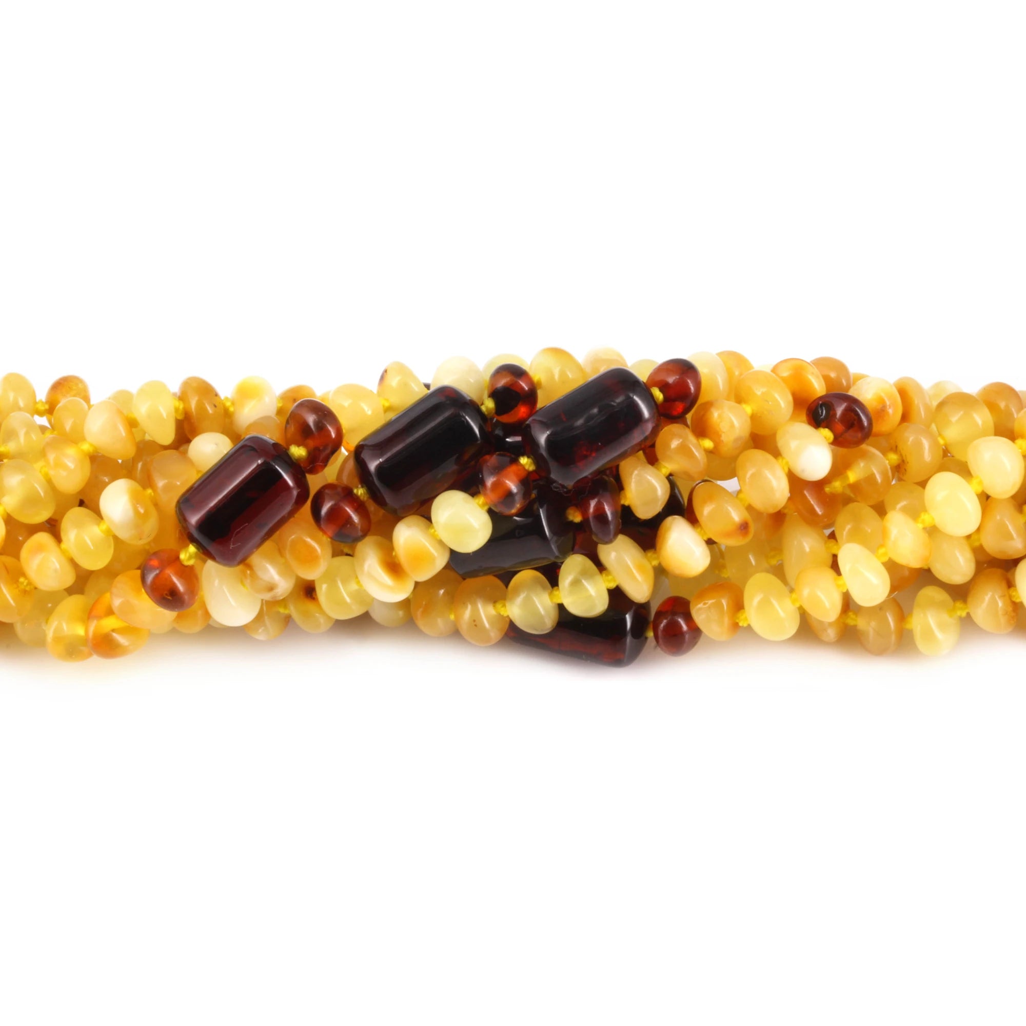 Baltic Amber Baby Teething Necklace Roundel Milky Yellow Glossy Finish - Wholesale Lot of 10pcs - 32cm / 12.6in - XLE18