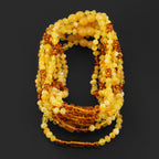 Baltic Amber Baby Teething Necklace Baroque Milky Yellow Glossy Finish - Wholesale Lot of 10pcs - 32cm / 12.6in - XLE13