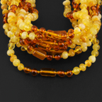 Baltic Amber Baby Teething Necklace Baroque Milky Yellow Glossy Finish - Wholesale Lot of 10pcs - 32cm / 12.6in - XLE13